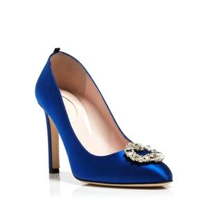 SJP Women's Blue Angelica Satin High Heel Pumps